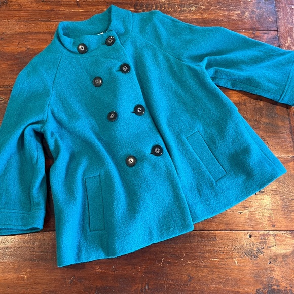 New CHICO'S Teal Blue Wool Ammi Jacket Size 3/XL - Picture 2 of 7